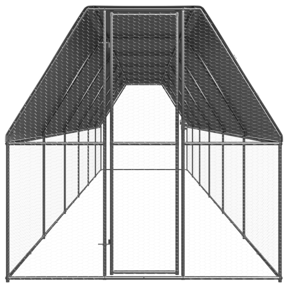 vidaXL Coteț de păsări pentru exterior, 2x12x2 m, oțel galvanizat