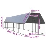 vidaXL Coteț de păsări pentru exterior, 2x12x2 m, oțel galvanizat
