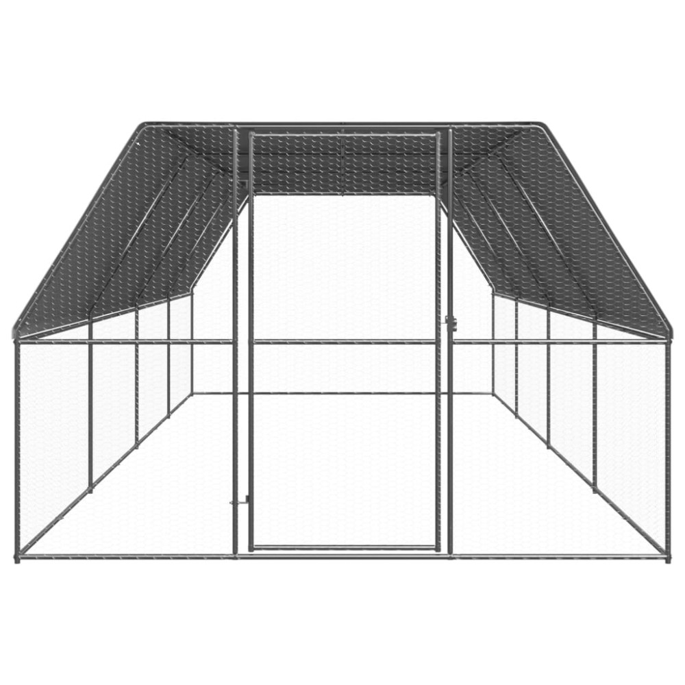 vidaXL Coteț de păsări pentru exterior, 3x8x2 m, oțel galvanizat
