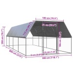 vidaXL Coteț de păsări pentru exterior, 3x8x2 m, oțel galvanizat