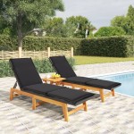vidaXL Set șezlonguri de grădină, 3 piese, poliratan și lemn acacia vidaXL Set șezlonguri de grădină, 3 piese, poliratan și lemn acacia