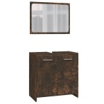 vidaXL Set mobilier de baie, 4 piese, stejar fumuriu, lemn prelucrat