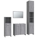 vidaXL Set mobilier de baie, 4 piese, gri sonoma, lemn prelucrat