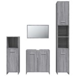 vidaXL Set mobilier de baie, 4 piese, gri sonoma, lemn prelucrat