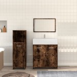 vidaXL Set mobilier de baie, 3 piese, stejar fumuriu, lemn prelucrat vidaXL Set mobilier de baie, 3 piese, stejar fumuriu, lemn prelucrat