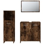 vidaXL Set mobilier de baie, 3 piese, stejar fumuriu, lemn prelucrat vidaXL Set mobilier de baie, 3 piese, stejar fumuriu, lemn prelucrat