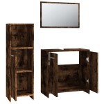 vidaXL Set mobilier de baie, 3 piese, stejar fumuriu, lemn prelucrat vidaXL Set mobilier de baie, 3 piese, stejar fumuriu, lemn prelucrat