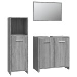 vidaXL Set mobilier de baie, 3 piese, gri sonoma, lemn prelucrat vidaXL Set mobilier de baie, 3 piese, gri sonoma, lemn prelucrat