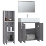 vidaXL Set mobilier de baie, 3 piese, gri sonoma, lemn prelucrat vidaXL Set mobilier de baie, 3 piese, gri sonoma, lemn prelucrat
