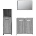 vidaXL Set mobilier de baie, 3 piese, gri sonoma, lemn prelucrat vidaXL Set mobilier de baie, 3 piese, gri sonoma, lemn prelucrat
