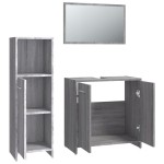 vidaXL Set mobilier de baie, 3 piese, gri sonoma, lemn prelucrat vidaXL Set mobilier de baie, 3 piese, gri sonoma, lemn prelucrat