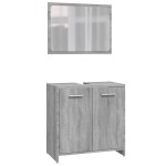 vidaXL Set mobilier de baie, 3 piese, gri sonoma, lemn prelucrat vidaXL Set mobilier de baie, 3 piese, gri sonoma, lemn prelucrat