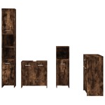 vidaXL Set mobilier de baie, 4 piese, stejar fumuriu, lemn prelucrat