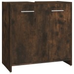 vidaXL Set mobilier de baie, 4 piese, stejar fumuriu, lemn prelucrat