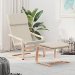 vidaXL Scaun de relaxare cu taburet, crem, textil vidaXL Scaun de relaxare cu taburet, crem, textil