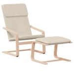 vidaXL Scaun de relaxare cu taburet, crem, textil vidaXL Scaun de relaxare cu taburet, crem, textil