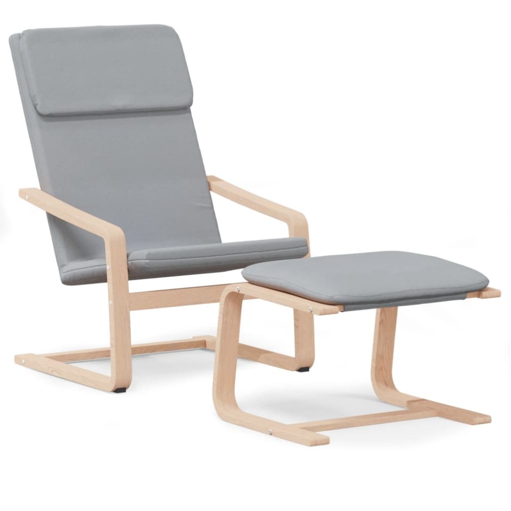 vidaXL Scaun de relaxare cu taburet, gri deschis, textil