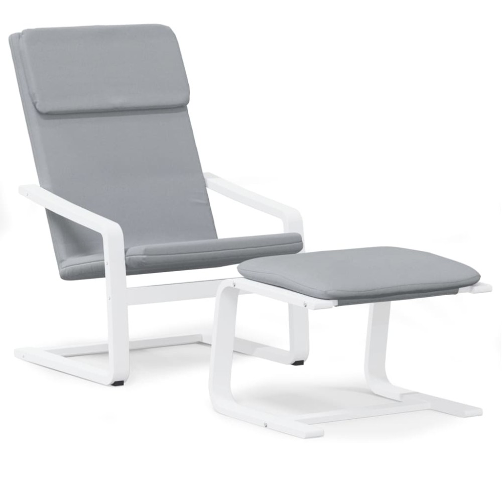 vidaXL Scaun de relaxare cu taburet, gri deschis, textil