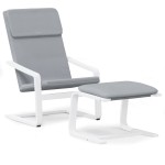 vidaXL Scaun de relaxare cu taburet, gri deschis, textil vidaXL Scaun de relaxare cu taburet, gri deschis, textil