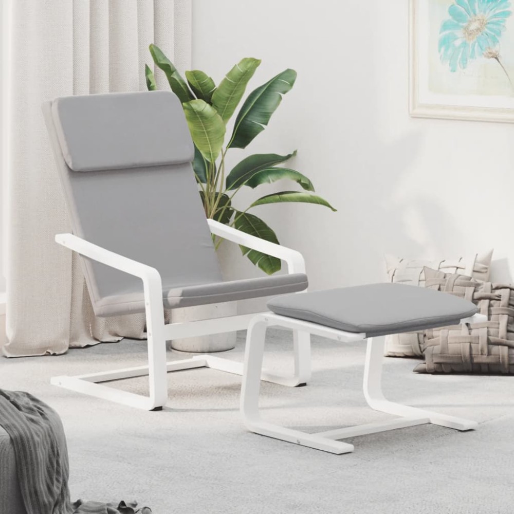 vidaXL Scaun de relaxare cu taburet, gri deschis, textil