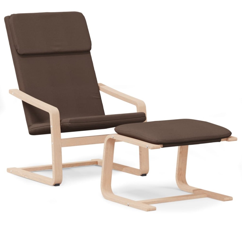 vidaXL Scaun de relaxare cu taburet, maro închis, material textil