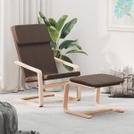vidaXL Scaun de relaxare cu taburet, maro închis, material textil vidaXL Scaun de relaxare cu taburet, maro închis, material textil