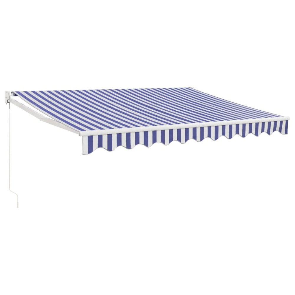vidaXL Copertină retractabilă albastru/alb, 3,5x2,5 m, textil/aluminiu