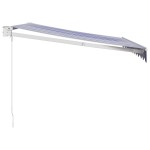 vidaXL Copertină retractabilă albastru/alb, 3,5x2,5 m, textil/aluminiu vidaXL Copertină retractabilă albastru/alb, 3,5x2,5 m, textil/aluminiu