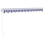 vidaXL Copertină retractabilă albastru/alb, 3,5x2,5 m, textil/aluminiu vidaXL Copertină retractabilă albastru/alb, 3,5x2,5 m, textil/aluminiu