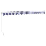 vidaXL Copertină retractabilă albastru/alb, 4x3 m, textil/aluminiu vidaXL Copertină retractabilă albastru/alb, 4x3 m, textil/aluminiu