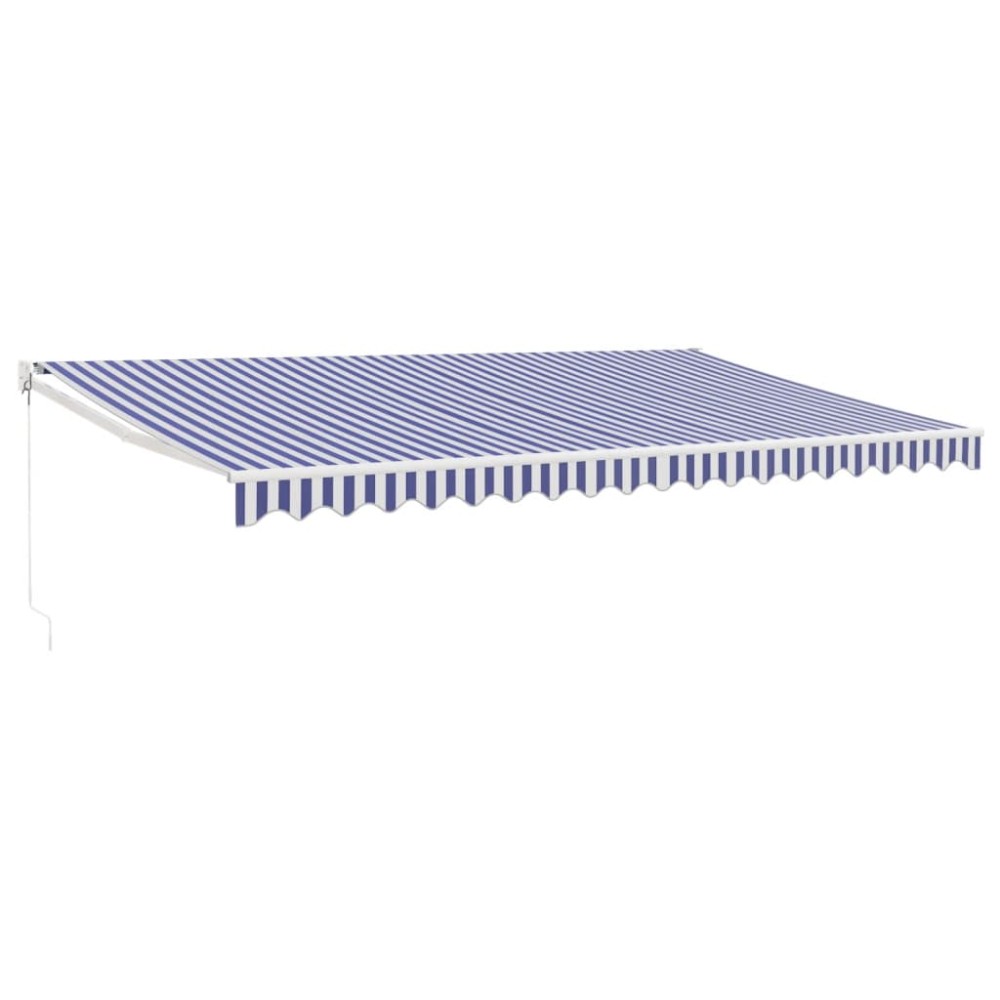 vidaXL Copertină retractabilă albastru/alb, 5x3 m, textil/aluminiu