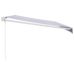 vidaXL Copertină retractabilă albastru/alb, 5x3 m, textil/aluminiu