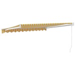 vidaXL Copertină retractabilă, galben/alb, 3,5x2,5 m, textil/aluminiu vidaXL Copertină retractabilă, galben/alb, 3,5x2,5 m, textil/aluminiu