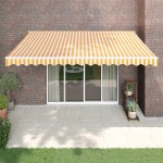 vidaXL Copertină retractabilă galben și alb, 4x3 m, textil și aluminiu vidaXL Copertină retractabilă galben și alb, 4x3 m, textil și aluminiu
