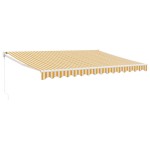 vidaXL Copertină retractabilă, galben/alb, 4,5x3 m, textil/aluminiu