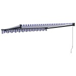 vidaXL Copertină retractabilă albastru/alb, 3x2,5 m, textil/aluminiu vidaXL Copertină retractabilă albastru/alb, 3x2,5 m, textil/aluminiu