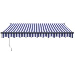 vidaXL Copertină retractabilă albastru/alb, 3,5x2,5 m, textil/aluminiu vidaXL Copertină retractabilă albastru/alb, 3,5x2,5 m, textil/aluminiu