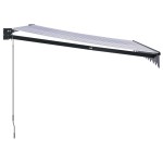 vidaXL Copertină retractabilă albastru/alb, 3,5x2,5 m, textil/aluminiu vidaXL Copertină retractabilă albastru/alb, 3,5x2,5 m, textil/aluminiu