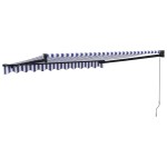 vidaXL Copertină retractabilă albastru/alb, 3,5x2,5 m, textil/aluminiu vidaXL Copertină retractabilă albastru/alb, 3,5x2,5 m, textil/aluminiu