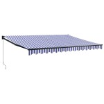 vidaXL Copertină retractabilă albastru/alb, 4,5x3 m, textil/aluminiu vidaXL Copertină retractabilă albastru/alb, 4,5x3 m, textil/aluminiu