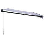vidaXL Copertină retractabilă albastru/alb, 4,5x3 m, textil/aluminiu vidaXL Copertină retractabilă albastru/alb, 4,5x3 m, textil/aluminiu