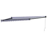 vidaXL Copertină retractabilă albastru/alb, 4,5x3 m, textil/aluminiu vidaXL Copertină retractabilă albastru/alb, 4,5x3 m, textil/aluminiu