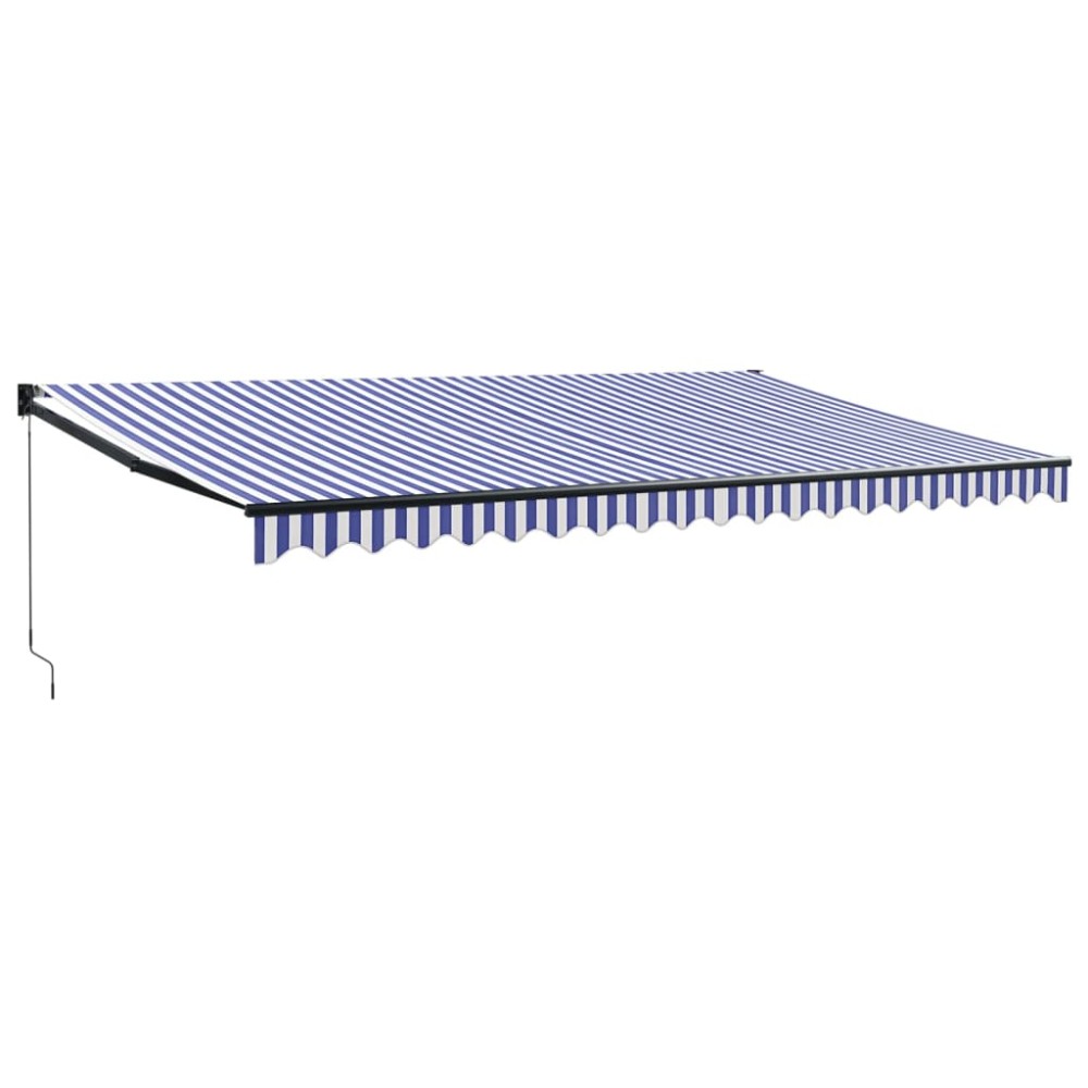 vidaXL Copertină retractabilă albastru/alb, 5x3 m, textil/aluminiu