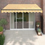 vidaXL Copertină retractabilă, galben/alb, 3x2,5 m, textil/aluminiu vidaXL Copertină retractabilă, galben/alb, 3x2,5 m, textil/aluminiu