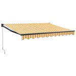 vidaXL Copertină retractabilă, galben/alb, 3,5x2,5 m, textil/aluminiu vidaXL Copertină retractabilă, galben/alb, 3,5x2,5 m, textil/aluminiu