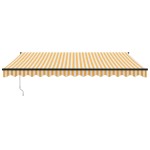 vidaXL Copertină retractabilă galben și alb, 4x3 m, textil și aluminiu vidaXL Copertină retractabilă galben și alb, 4x3 m, textil și aluminiu