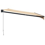 vidaXL Copertină retractabilă galben și alb, 4x3 m, textil și aluminiu vidaXL Copertină retractabilă galben și alb, 4x3 m, textil și aluminiu