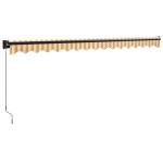 vidaXL Copertină retractabilă galben și alb, 4x3 m, textil și aluminiu vidaXL Copertină retractabilă galben și alb, 4x3 m, textil și aluminiu