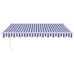 vidaXL Copertină retractabilă automată, albastru și alb, 3x2,5 m vidaXL Copertină retractabilă automată, albastru și alb, 3x2,5 m