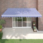 vidaXL Copertină retractabilă automată, albastru și alb, 4,5x3 m vidaXL Copertină retractabilă automată, albastru și alb, 4,5x3 m